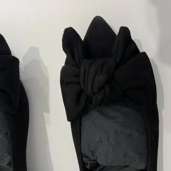 NWOT M.Gemi Pointed Toe Flats with Bow - Black Suede - Size 39 - Picture 6 of 11